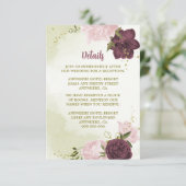 Carte D'accompagnement cabernet rose fleurs vert feuilles (Debout devant)