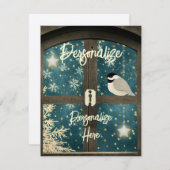 Carte D'accompagnement Cabine d'hiver rustique étoile flocon de neige (Devant / Derrière)