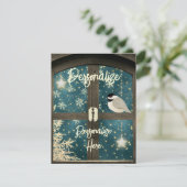 Carte D'accompagnement Cabine d'hiver rustique étoile flocon de neige (Debout devant)