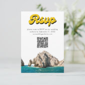 Carte D'accompagnement Cabo Wedding Inviter Retro RSVP QR Code Enfermer (Debout devant)