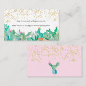 Carte D'accompagnement Cactus parties scintillant or aquarelle baby showe (Devant / Derrière)