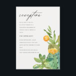 Carte D'accompagnement Cactus Succulent Foliage Jaune Réception de mariag<br><div class="desc">Si vous avez besoin d'une personnalisation ou d'autres éléments correspondants,  n'hésitez pas à me contacter à l'adresse yellowfebstudio@gmail.com</div>