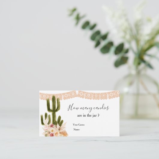 Carte D'accompagnement Cactus Taco à propos de l'amour Devinez combien de (Debout devant)