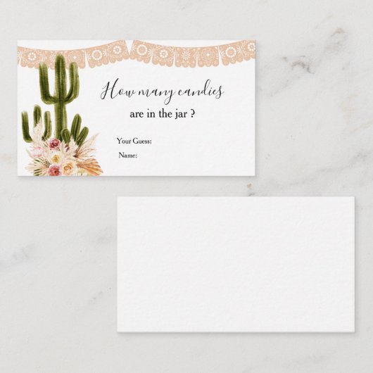 Carte D'accompagnement Cactus Taco à propos de l'amour Devinez combien de (Devant / Derrière)