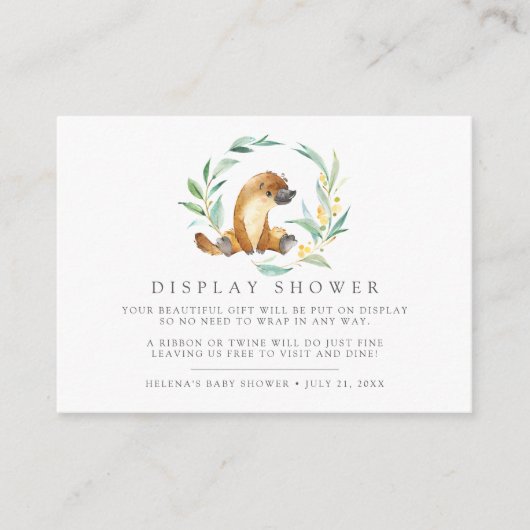 Carte D'accompagnement Cadeau de Baby Shower Platypus Bush Baby Présentat (Devant)