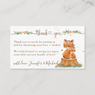 Carte D'accompagnement Cadeau de Baby Shower Renard Nouvelle Maman Merci
