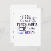 Carte D'accompagnement Cadeau de couture | J'ai mâché pour ne pas frapper (Devant / Derrière)