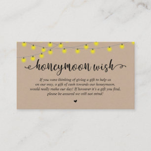 Carte D'accompagnement Cadeau de Lune de Miel de Mariage, Lumières de Cha