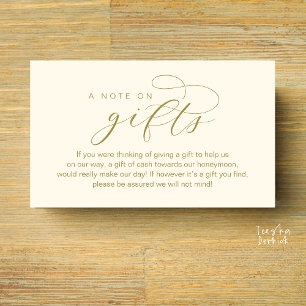Carte D'accompagnement Cadeau de Lune de Miel de Mariage, Une Note sur le