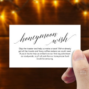 Carte D'accompagnement Cadeau de Lune de Miel Écriture Noire Élégante Mod