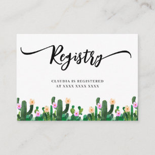 Carte D'accompagnement Cadeau de mariage Cactus Registre