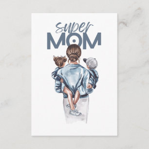 Carte D'accompagnement Cadeau de Super Maman personnalisé avec fils et fi