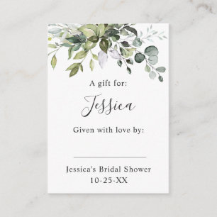Carte D'accompagnement Cadeau élégant d'eucalyptus Mariage DISPLAY SHOWER
