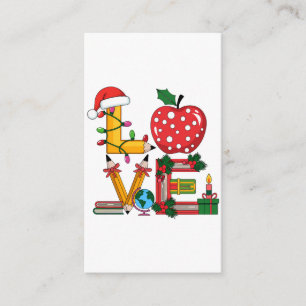Carte D'accompagnement Cadeau Enseignant Crayon Apple Livres Amour