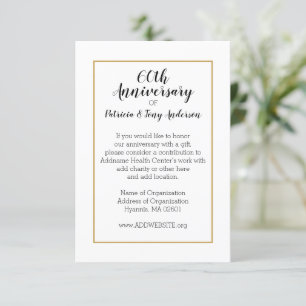 Carte D'accompagnement Cadeau et don pour l'anniversaire du mariage