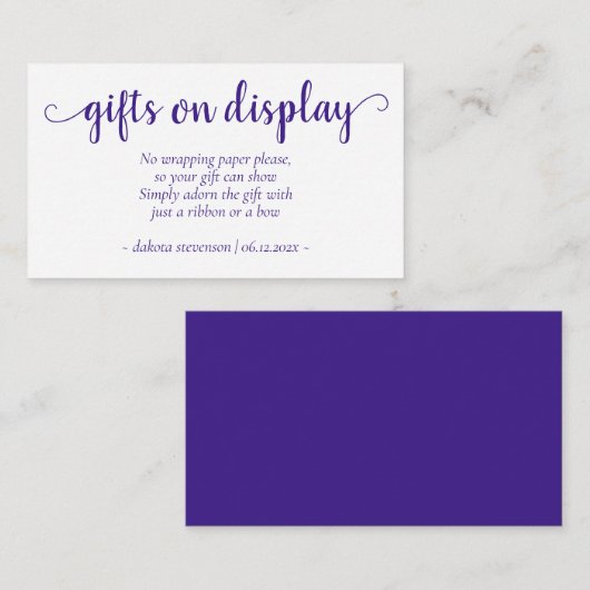Carte D'accompagnement Cadeaux simples violets à l'écran | Grapher n'impo (Devant / Derrière)
