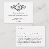 Carte D'accompagnement Cadre baroque monogramme de réception de mariage (Devant / Derrière)