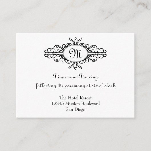 Carte D'accompagnement Cadre baroque monogramme de réception de mariage (Devant)