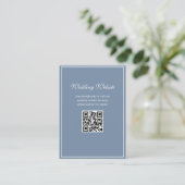 Carte D'accompagnement cadre blanc bleu poussiéreux code QR site mariage (Debout devant)