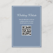 Carte D'accompagnement cadre blanc bleu poussiéreux code QR site mariage (Devant)