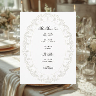 Carte D'accompagnement Cadre de mariage ovale en dentelle vintage romanti