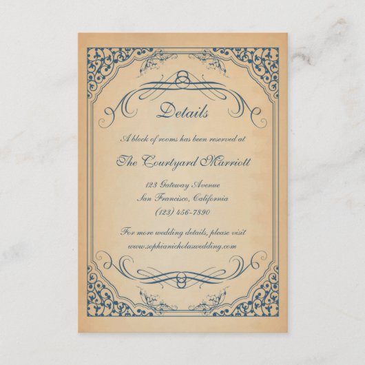 Carte D'accompagnement Cadre de parchemins vintage pour les détails du ma (Devant)