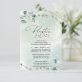 Carte D'accompagnement Cadre doré faux feuilles de Eucalyptus vert Boho (Debout devant)