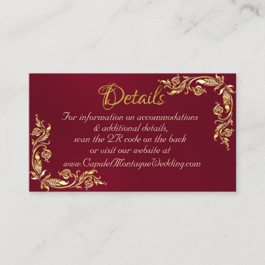 Carte D'accompagnement Cadre Feuille d'or sur Bourgogne, code QR (Devant)