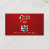 Carte D'accompagnement Cadre Feuille d'or sur Crimson Red, code QR (Dos)