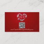 Carte D'accompagnement Cadre Feuille d'or sur Crimson Red, code QR (Dos)