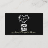 Carte D'accompagnement Cadre Feuille or sur noir, code QR (Dos)