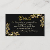 Carte D'accompagnement Cadre Feuille or sur noir, code QR (Devant)