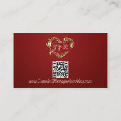 Carte D'accompagnement Cadre Feuille or sur Ruby Red, code QR (Dos)