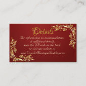 Carte D'accompagnement Cadre Feuille or sur Ruby Red, code QR (Devant)