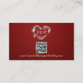 Carte D'accompagnement Cadre Feuille or sur Ruby Red, code QR (Dos)