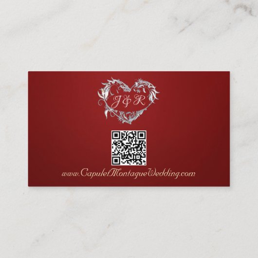 Carte D'accompagnement Cadre Feuille or sur Ruby Red, code QR (Dos)