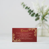 Carte D'accompagnement Cadre Feuille or sur Ruby Red, code QR (Debout devant)