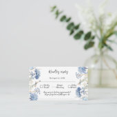 Carte D'accompagnement Cadre Fleurs Bleues Mariage traditionnel RSVP (Debout devant)