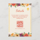 Carte D'accompagnement Cadre floral beige chinois détails mariage QR code (Devant)