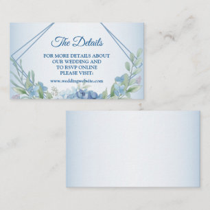 Carte D'accompagnement Cadre Floral Bleu Détail de Mariage Vintage Poussi