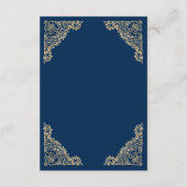 Carte D'accompagnement Cadre floral bleu et or musulman Mehndi islamique (Dos)