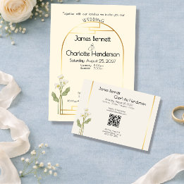 Carte D'accompagnement Cadre minimal Art Nouveau or Lys calla mariage