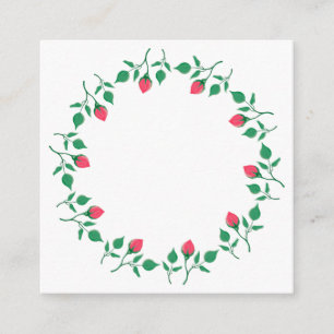 Carte D'accompagnement Cadre rond fleuri avec fleurs roses