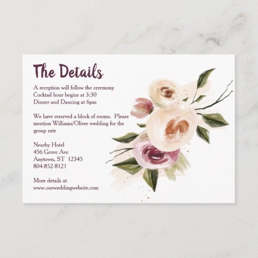 Carte D'accompagnement Cadre Rose à la crème de Bourgogne doux (Devant)