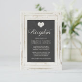 Carte D'accompagnement Cadre rustique blanc Chalk réception de mariage (Debout devant)