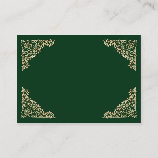 Carte D'accompagnement Cadre vert et or QR Code RSVP Site Mariage (Dos)
