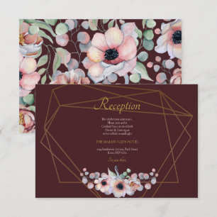 Carte D'accompagnement Cadres géométriques floraux Anémone Rose Pâle Élég
