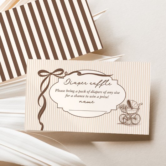 Carte D'accompagnement Cafe Bebe Diaper raffle Stripes Brown Baby shower
