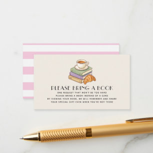 Carte D'accompagnement Cafe Bébé Fille Demande de Livre Baby Shower