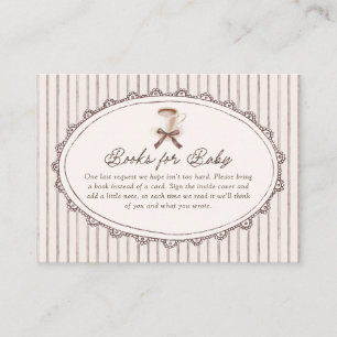 Carte D'accompagnement Cafe Bebe Vintage Rayures Livres pour Bébé